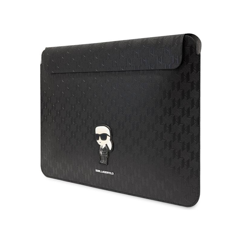 Karl Lagerfeld Saffiano Monogram Ikonik dėklas 16" nešiojamam kompiuteriui - juodas