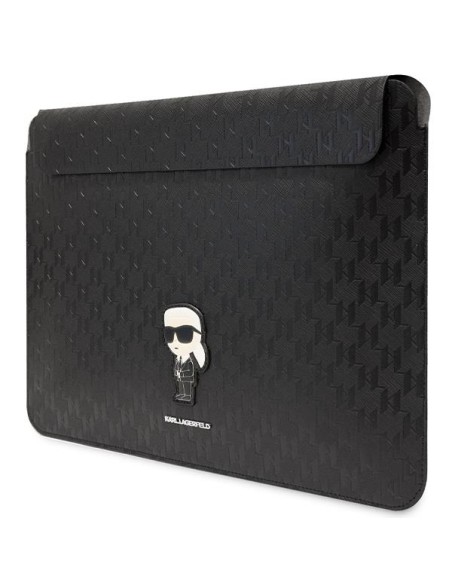 Karl Lagerfeld Saffiano Monogram Ikonik dėklas 16" nešiojamam kompiuteriui - juodas Karl Lagerfeld Saffiano Monogram Ikonik dėklas 16" nešiojamam kompiuteriui - juodas