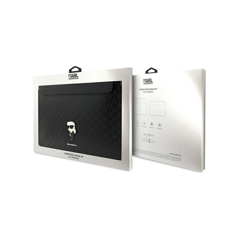 Karl Lagerfeld Saffiano Monogram Ikonik dėklas 16" nešiojamam kompiuteriui - juodas
