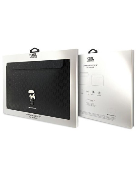 Karl Lagerfeld Saffiano Monogram Ikonik dėklas 16" nešiojamam kompiuteriui - juodas Karl Lagerfeld Saffiano Monogram Ikonik dėklas 16" nešiojamam kompiuteriui - juodas