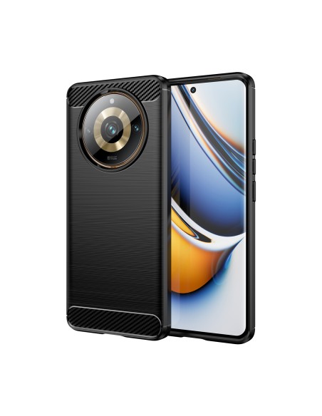 Lankstus anglies rašto dėklas, skirtas Realme 11 Pro / 11 Pro+ Carbon Case - juodas