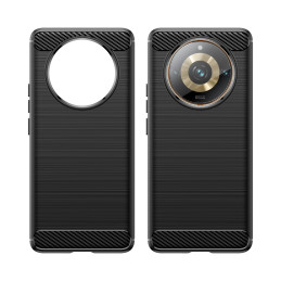 Lankstus anglies rašto dėklas, skirtas Realme 11 Pro / 11 Pro+ Carbon Case - juodas