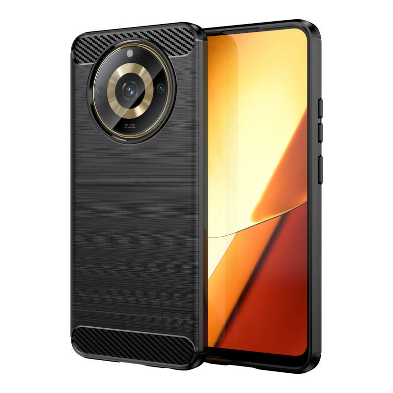 Lankstus anglies rašto dėklas, skirtas Realme 11 Carbon Case - juodas