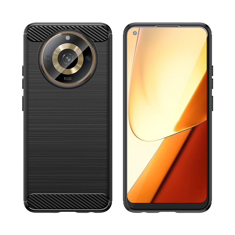 Lankstus anglies rašto dėklas, skirtas Realme 11 Carbon Case - juodas