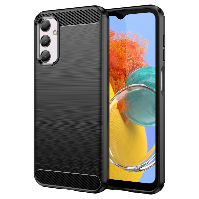 Lankstus anglies rašto dėklas, skirtas Samsung Galaxy M14 Carbon Case - juodas