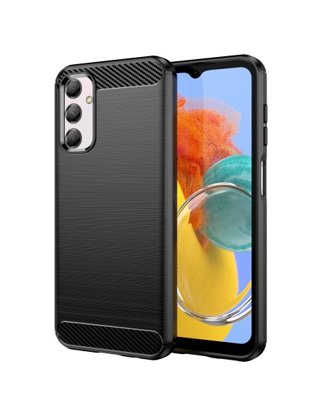 Lankstus anglies rašto dėklas, skirtas Samsung Galaxy M14 Carbon Case - juodas