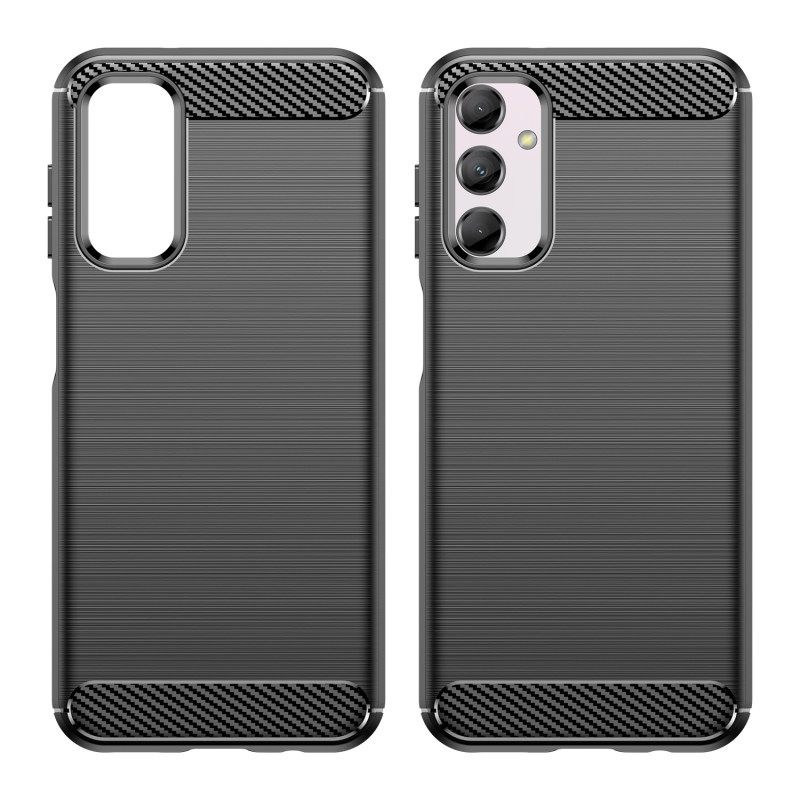 Lankstus anglies rašto dėklas, skirtas Samsung Galaxy M14 Carbon Case - juodas