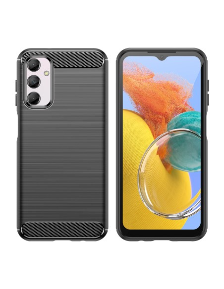 Lankstus anglies rašto dėklas, skirtas Samsung Galaxy M14 Carbon Case - juodas