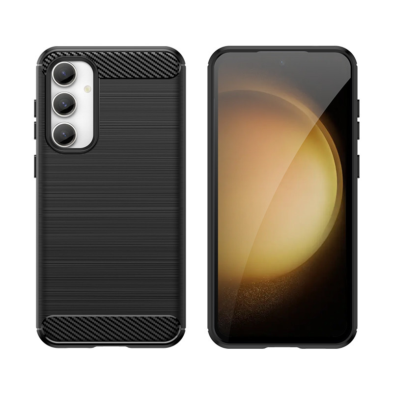 Lankstus anglies rašto dėklas, skirtas Samsung Galaxy S23 FE Carbon Case - juodas