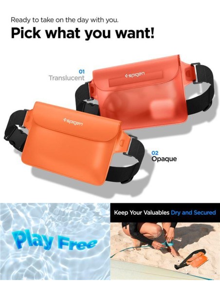 Spigen Aqua Shield A620 vandeniui atsparus klubinis krepšys IPX8 - oranžinis 2 vnt. Spigen Aqua Shield A620 vandeniui atsparus klubinis krepšys IPX8 - oranžinis 2 vnt.