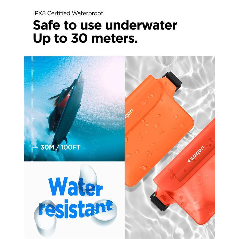Spigen Aqua Shield A620 vandeniui atsparus klubinis krepšys IPX8 - oranžinis 2 vnt.