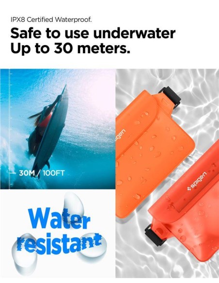 Spigen Aqua Shield A620 vandeniui atsparus klubinis krepšys IPX8 - oranžinis 2 vnt. Spigen Aqua Shield A620 vandeniui atsparus klubinis krepšys IPX8 - oranžinis 2 vnt.