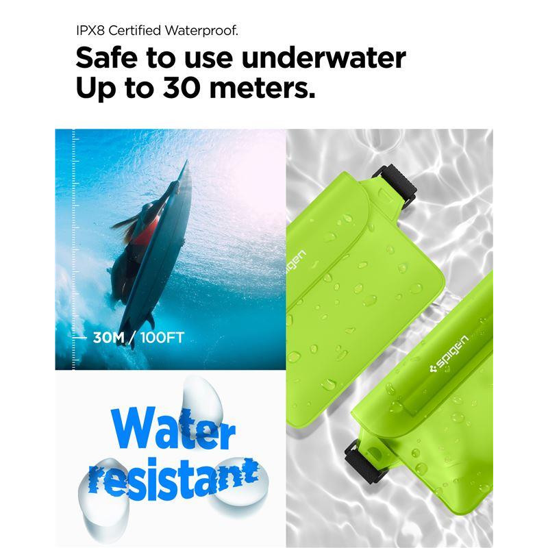 Spigen Aqua Shield A620 vandeniui atsparus klubinis krepšys IPX8 - žalias 2 vnt.