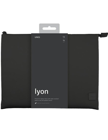 UNIQ Lyon vandeniui atsparus RPET dėklas skirtas 14" nešiojamam kompiuteriui - juodas UNIQ Lyon vandeniui atsparus RPET dėklas skirtas 14" nešiojamam kompiuteriui - juodas