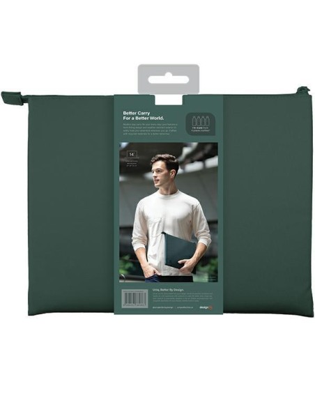 UNIQ Lyon vandeniui atsparus RPET dėklas skirtas 14 colių nešiojamam kompiuteriui – žalias