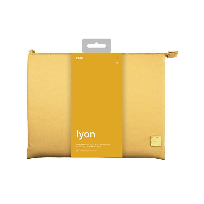 UNIQ Lyon vandeniui atsparus RPET dėklas skirtas 14" nešiojamam kompiuteriui - geltonas