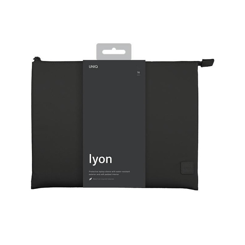 UNIQ Lyon vandeniui atsparus RPET dėklas skirtas 16" nešiojamam kompiuteriui - juodas