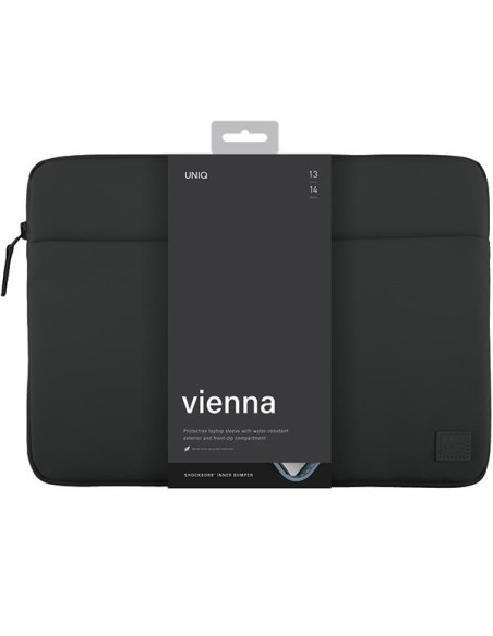 UNIQ Vienna Waterproof RPET dėklas 14" nešiojamam kompiuteriui - juodas UNIQ Vienna Waterproof RPET dėklas 14" nešiojamam kompiuteriui - juodas