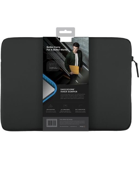 UNIQ Vienna Waterproof RPET dėklas 14" nešiojamam kompiuteriui - juodas UNIQ Vienna Waterproof RPET dėklas 14" nešiojamam kompiuteriui - juodas