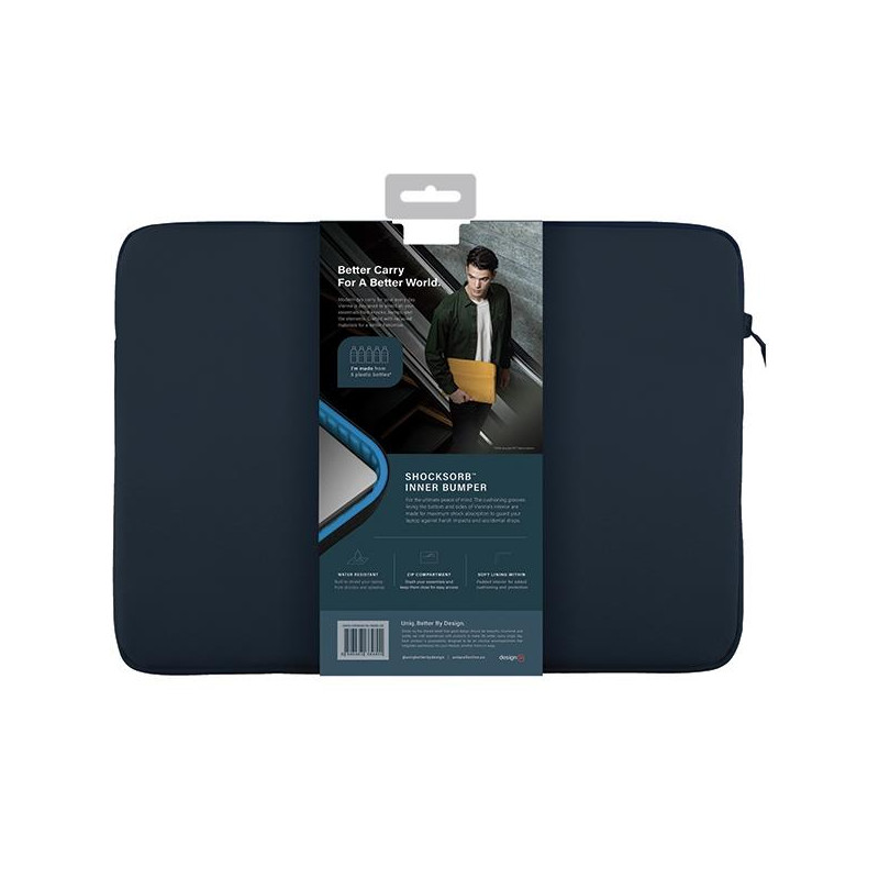 UNIQ Vienna Waterproof RPET dėklas 14" nešiojamam kompiuteriui - mėlynas