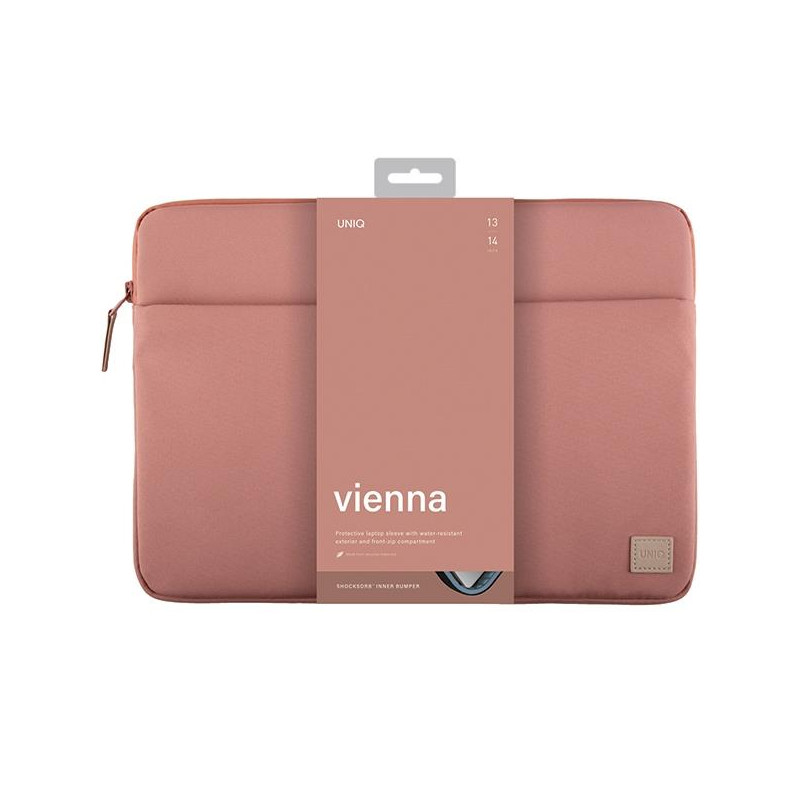 UNIQ Vienna Waterproof RPET dėklas 14" nešiojamam kompiuteriui - rožinis