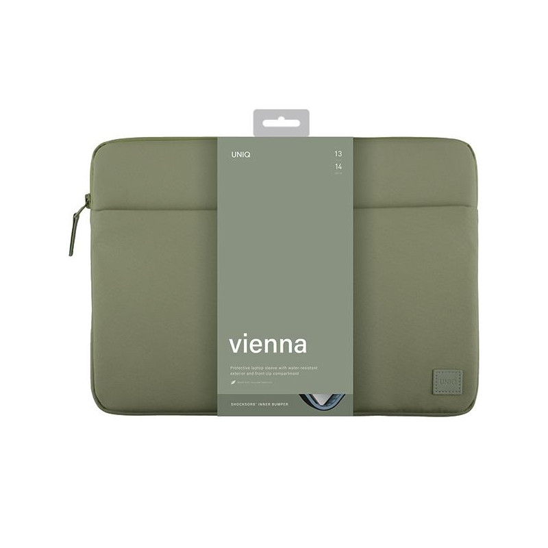 UNIQ Vienna Waterproof RPET dėklas 14" nešiojamam kompiuteriui - žalias