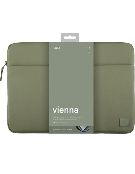 UNIQ Vienna Waterproof RPET dėklas 14" nešiojamam kompiuteriui - žalias UNIQ Vienna Waterproof RPET dėklas 14" nešiojamam kompiuteriui - žalias