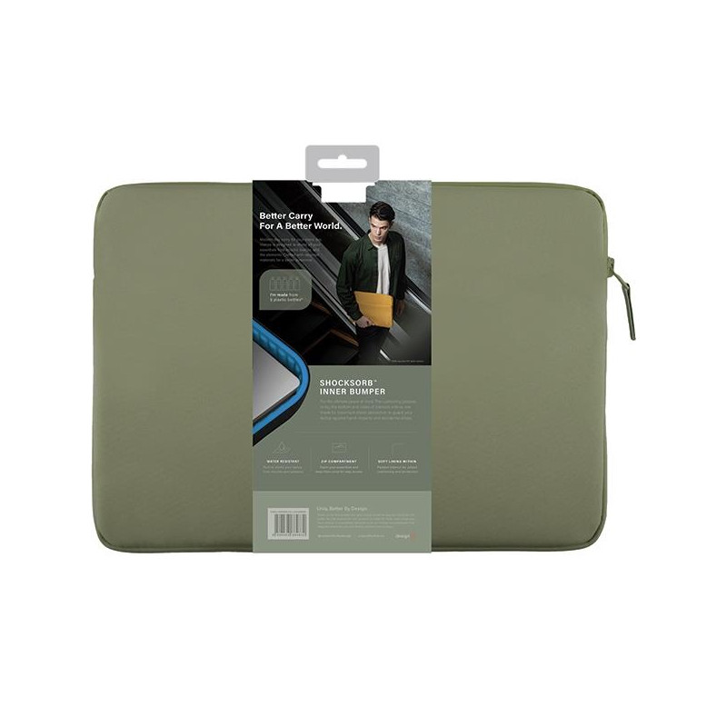 UNIQ Vienna Waterproof RPET dėklas 14" nešiojamam kompiuteriui - žalias
