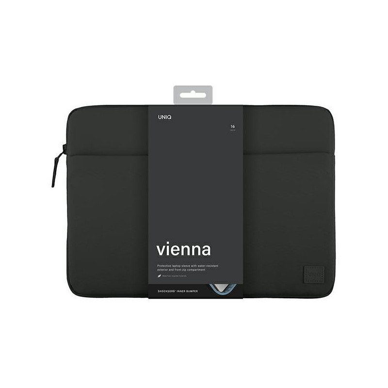 UNIQ Vienna Waterproof RPET dėklas 16" nešiojamam kompiuteriui - juodas
