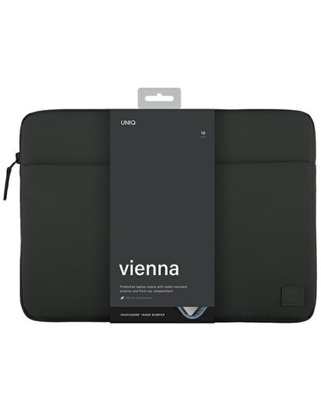 UNIQ Vienna Waterproof RPET dėklas 16" nešiojamam kompiuteriui - juodas UNIQ Vienna Waterproof RPET dėklas 16" nešiojamam kompiuteriui - juodas