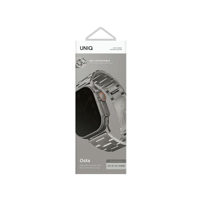Uniq Osta nerūdijančio plieno dirželis, skirtas Apple Watch 1/ 2/ 3/ 4/ 5/ 6/ 7/ 8/ SE/ SE2/ Ultra 42/ 44/ 45/ 49mm – si...