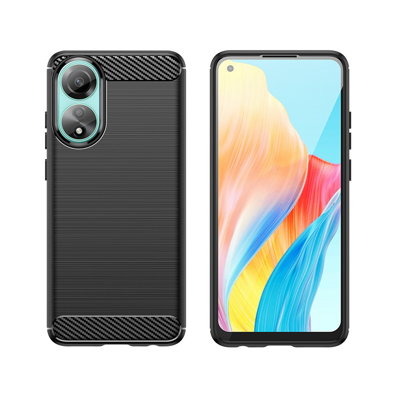 Carbon Case silikoninis dėklas, skirtas Oppo A78 4G - juodas