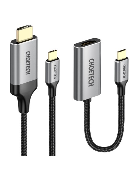 Adapteris HUB USB Type C - HDMI 2.0 + HDMI kabelis 2m pilkas Adapteris HUB USB Type C - HDMI 2.0 + HDMI kabelis 2m pilkas