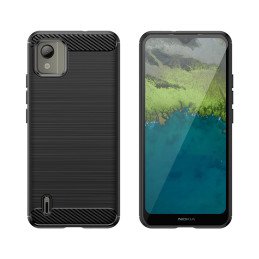 Carbon Case silikoninis dėklas, skirtas Nokia C110 - juodas