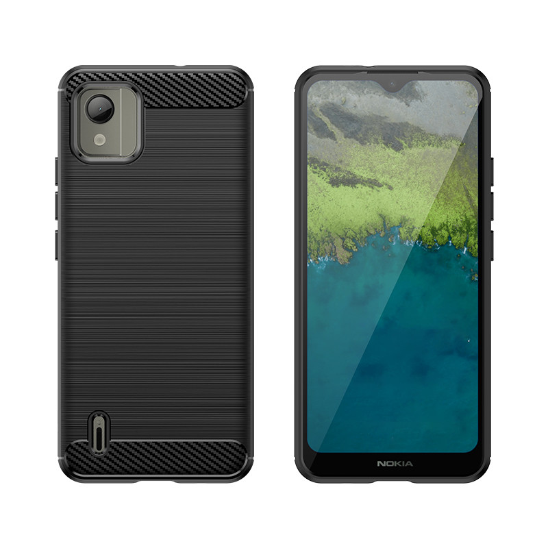 Carbon Case silikoninis dėklas, skirtas Nokia C110 - juodas