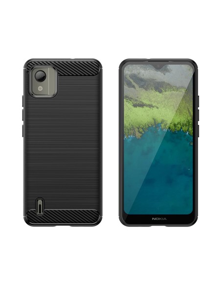 Carbon Case silikoninis dėklas, skirtas Nokia C110 - juodas