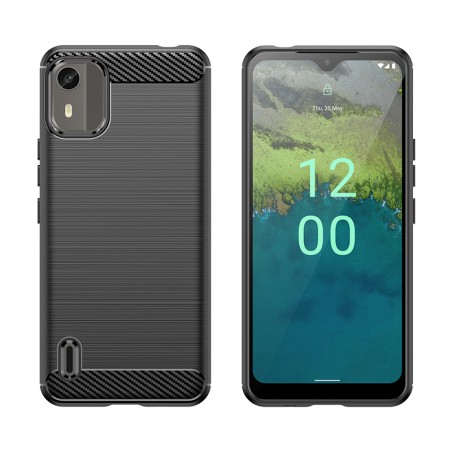Silikoninis anglies dėklas, skirtas Nokia C12/ Nokia C12 Pro/ Nokia C12 Plus – juodas Silikoninis anglies dėklas, skirtas Nokia C12/ Nokia C12 Pro/ Nokia C12 Plus – juodas
