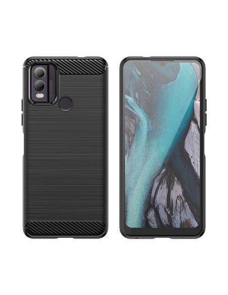 Carbon Case silikoninis dėklas, skirtas Nokia C22 - juodas Carbon Case silikoninis dėklas, skirtas Nokia C22 - juodas