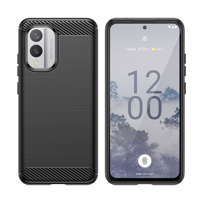 Carbon Case silikoninis dėklas, skirtas Nokia X30 - juodas