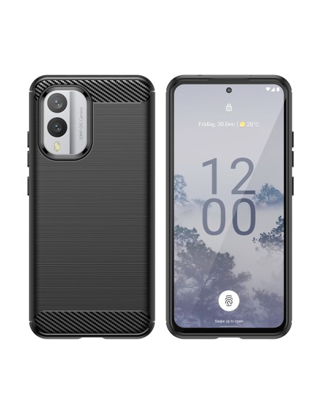 Carbon Case silikoninis dėklas, skirtas Nokia X30 - juodas Carbon Case silikoninis dėklas, skirtas Nokia X30 - juodas