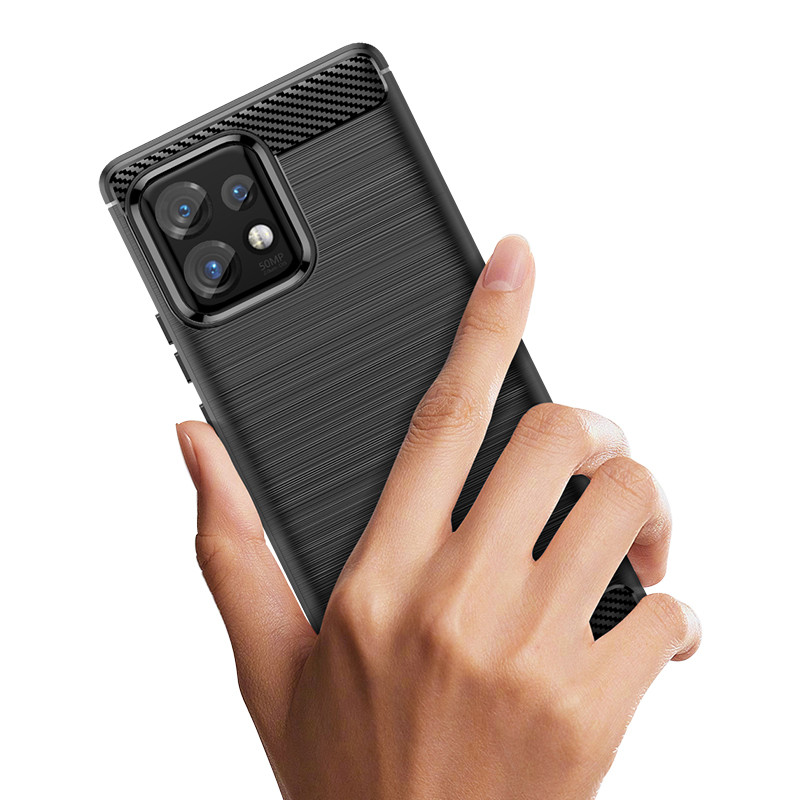 Carbon Case silikoninis dėklas, skirtas Motorola Edge 40 Pro - juodas