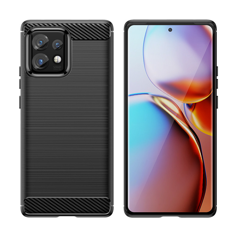 Carbon Case silikoninis dėklas, skirtas Motorola Edge 40 Pro - juodas