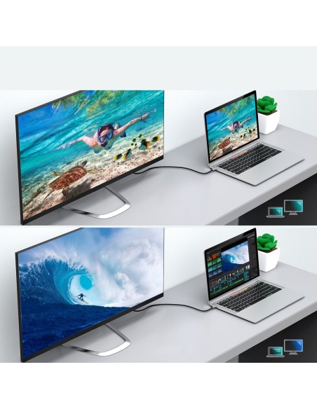 Adapteris HUB USB Type C - HDMI 2.0 + HDMI kabelis 2m pilkas Adapteris HUB USB Type C - HDMI 2.0 + HDMI kabelis 2m pilkas