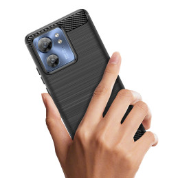 Carbon Case silikoninis dėklas, skirtas Motorola Edge 40 - juodas