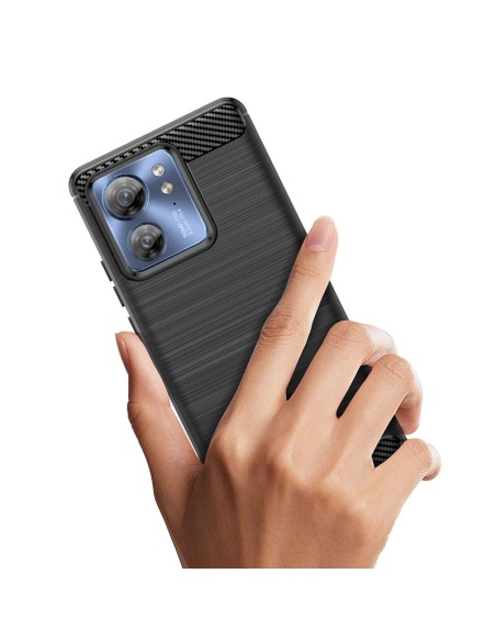Carbon Case silikoninis dėklas, skirtas Motorola Edge 40 - juodas