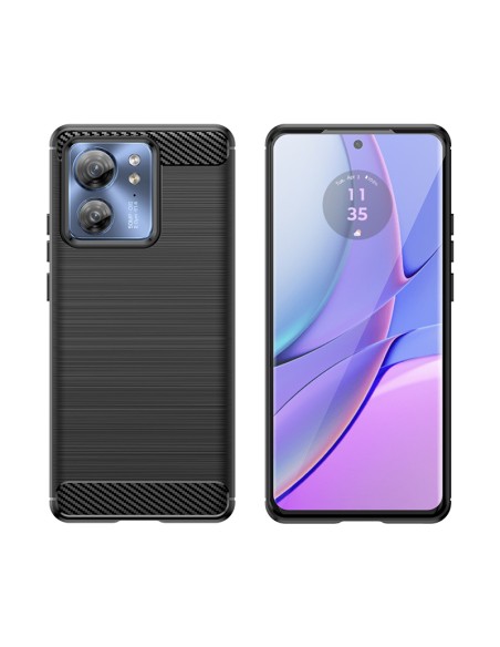 Carbon Case silikoninis dėklas, skirtas Motorola Edge 40 - juodas