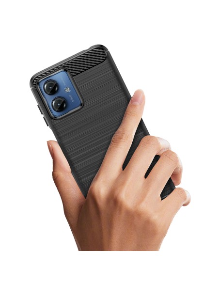 Carbon Case silikoninis dėklas, skirtas Motorola G14 - juodas Carbon Case silikoninis dėklas, skirtas Motorola G14 - juodas