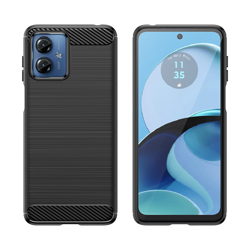 Carbon Case silikoninis dėklas, skirtas Motorola G14 - juodas
