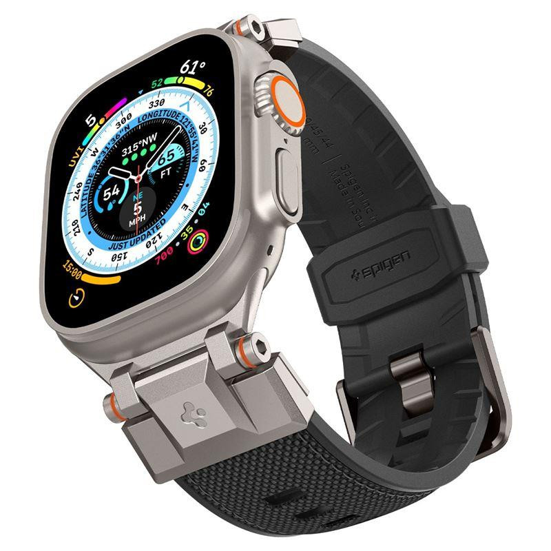 Spigen Durapro Armor dirželis, skirtas Apple Watch 4/ 5/ 6/ 7/ 8/ 9/ SE/ Ultra (42/ 44/ 45/ 49 mm) - juodas
