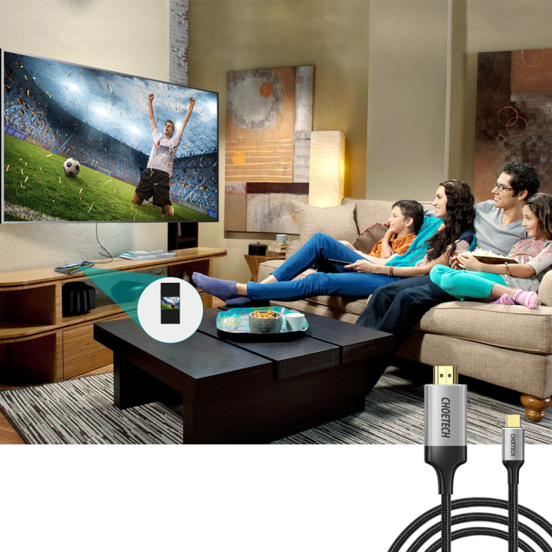 Adapteris HUB USB Type C - HDMI 2.0 + HDMI kabelis 2m pilkas